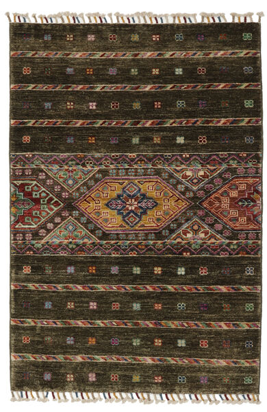 Shabargan Tapete 83X123 Oriental Feito A Mão Preto/Castanho Escuro (Lã, Afeganistão)