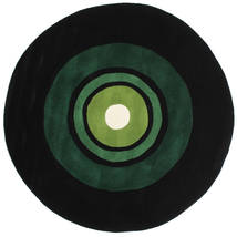  Schallplatte Handtufted Tapete Ø 150 Moderno Redondo Verde Escuro (Lã, Índia)