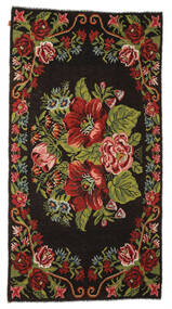  Kilim Rose Moldavia Tapete 176X329 Oriental Tecidos À Mão Preto/Verde Escuro (Lã, Moldávia)