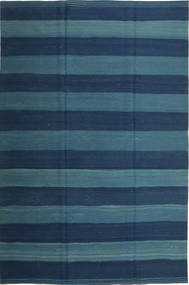  Kilim Fars Tapete 204X312 Oriental Tecidos À Mão Preto/Azul Escuro (Lã, Pérsia/Irão)