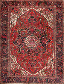  Heriz Tapete 292X380 Oriental Feito A Mão Vermelho Escuro/Preto Grande (Lã, Pérsia/Irão)