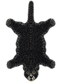  Leopard - Preto Tapete 100X160 Moderno Cinza Escuro (Lã, Índia)