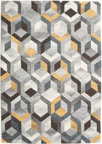  Cube - Cinzento/Dourado Tapete 160X230 Moderno Cinzento/Dourado (Lã, )