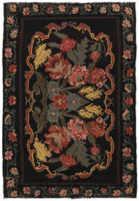  Kilim Rose Moldavia Tapete 186X270 Oriental Tecidos À Mão Preto/Castanho Escuro (Lã, Moldávia)