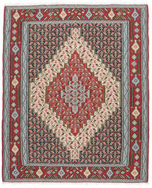  Kilim Senneh Tapete 116X145 Oriental Tecidos À Mão Preto/Castanho Escuro (Lã, Pérsia/Irão)
