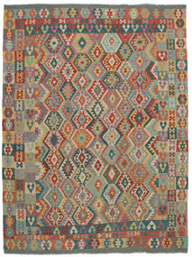  Kilim Afegão Old Style Tapete 255X337 Oriental Tecidos À Mão Verde Escuro/Vermelho Grande (Lã, Afeganistão)