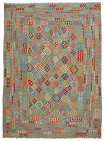  Kilim Afegão Old Style Tapete 262X360 Oriental Tecidos À Mão Castanho Escuro/Verde Escuro Grande (Lã, Afeganistão)