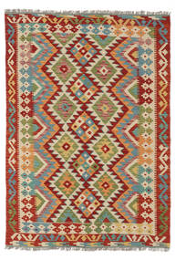  Kilim Afegão Old Style Tapete 127X184 Oriental Tecidos À Mão Vermelho Escuro/Bege (Lã, Afeganistão)