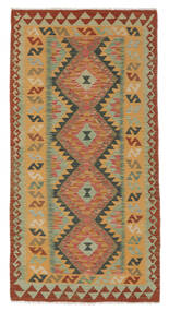 Kilim Afegão Old Style Tapete 103X205 Oriental Tecidos À Mão Preto/Castanho (Lã, Afeganistão)