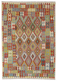  Kilim Afegão Old Style Tapete 208X291 Oriental Tecidos À Mão Castanho Escuro/Vermelho Escuro (Lã, Afeganistão)