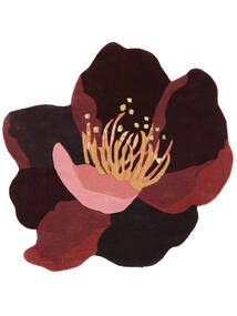 Botanic Ø 200 Vermelho Borgonha/Rosa Floral Redondo Tapete 