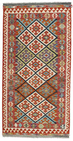  Kilim Afegão Old Style Tapete 103X202 Oriental Tecidos À Mão Vermelho Escuro/Cinza Escuro (Lã, Afeganistão)